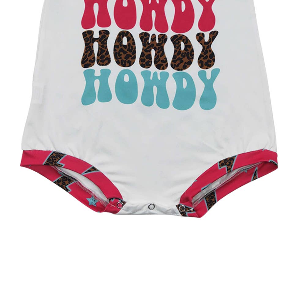 Baby Girls Western Howdy One Shoulder Rompers