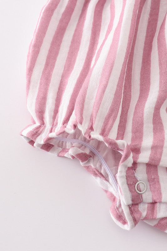 Premium Pink Stripe Smocked Girl Bubble
