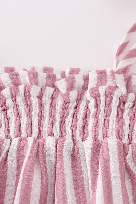 Premium Pink Stripe Smocked Girl Bubble