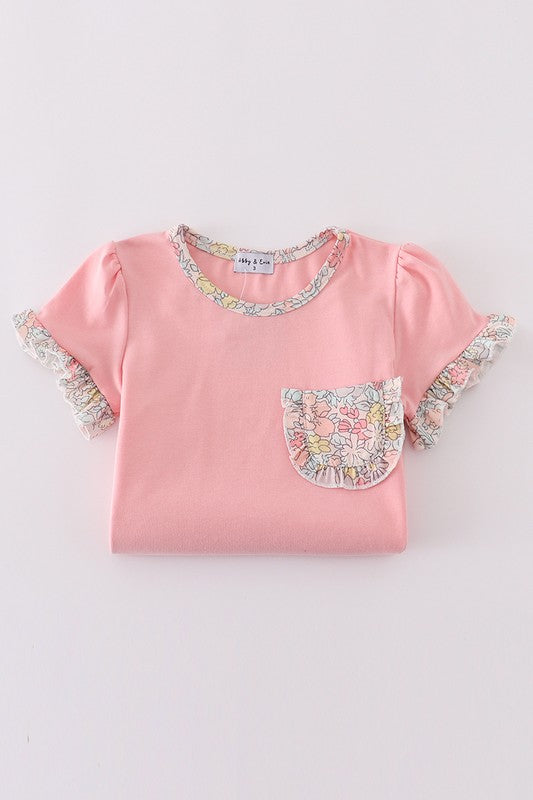 Pink Floral Print Skort Set