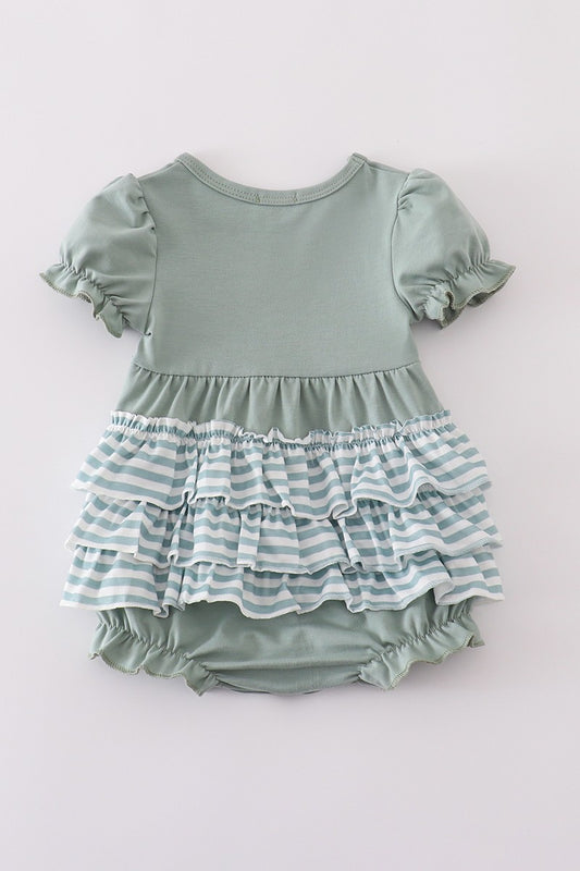 Sage Stripe Ruffle Bubble
