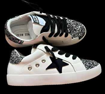 Black Star with Black/Silver Glitter Accent Sneakers