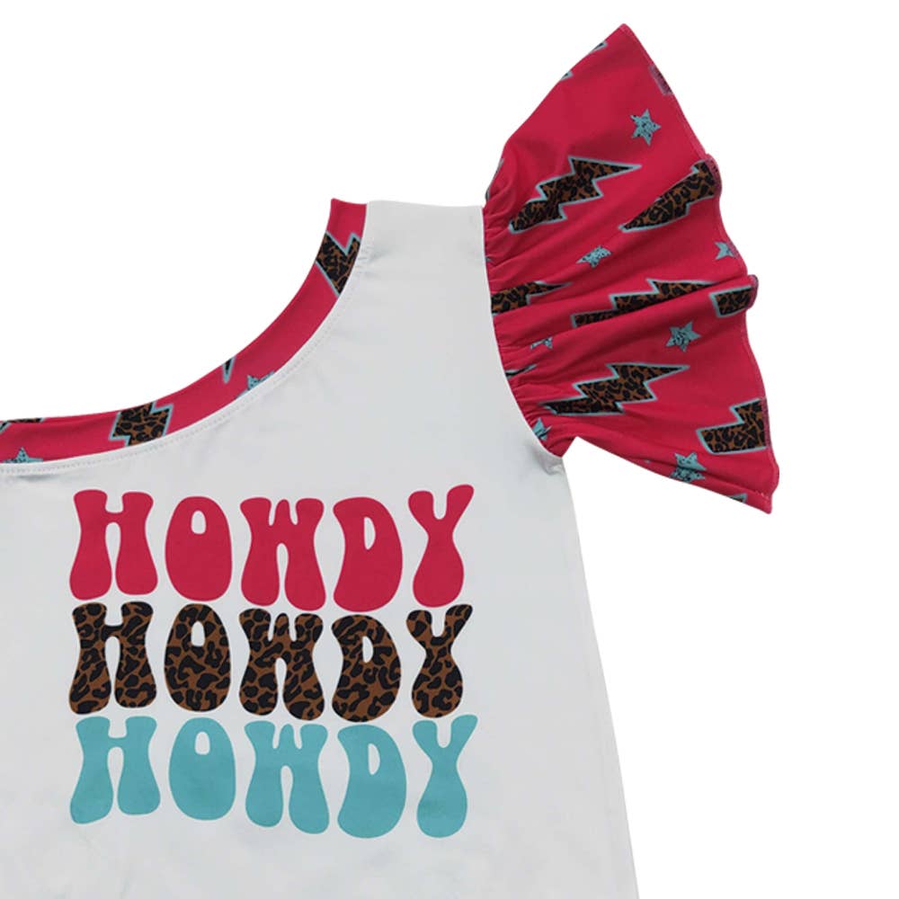 Baby Girls Western Howdy One Shoulder Rompers