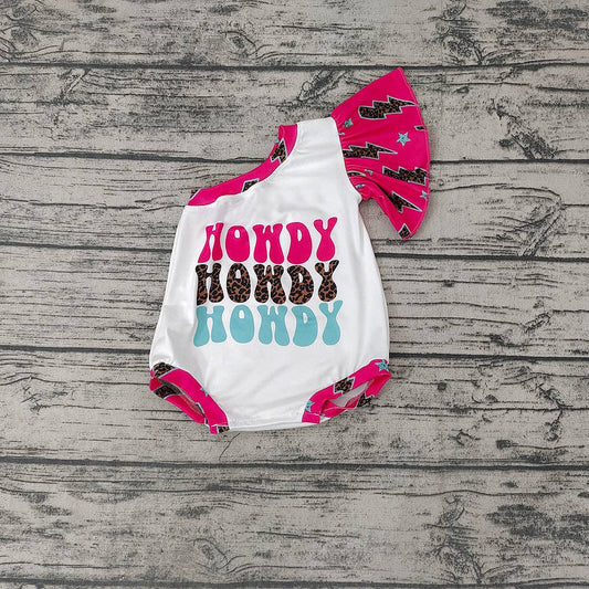 Baby Girls Western Howdy One Shoulder Rompers
