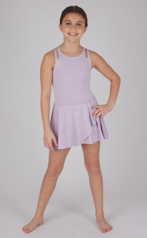 Girls Cut-out Tank, Skort And Scrunch - 3 Pcs Set