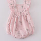 Pink Floral Print Muslin Girl Ruffle Bubble