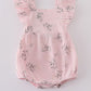 Pink Floral Print Muslin Girl Ruffle Bubble