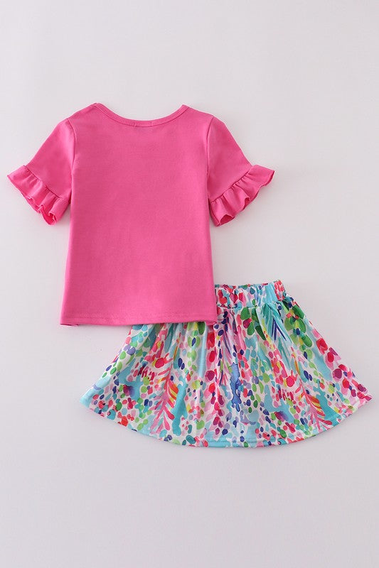 Rainbow Garden Print Skorts Set