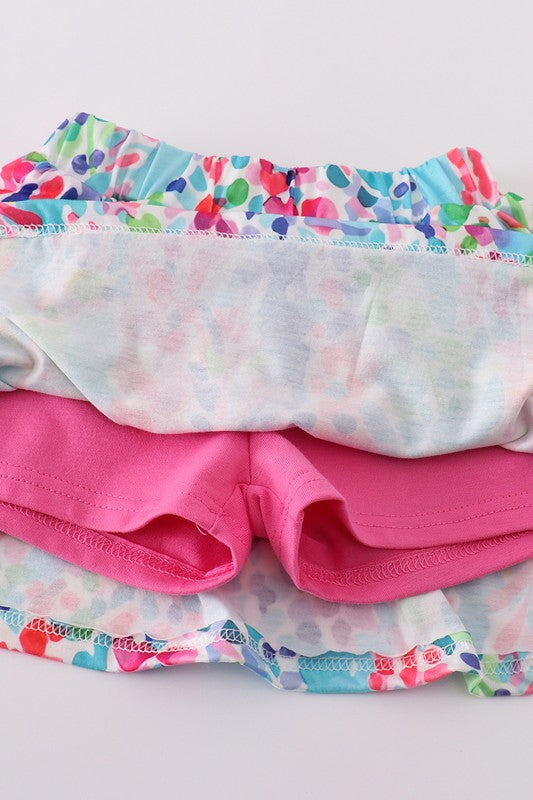 Rainbow Garden Print Skorts Set