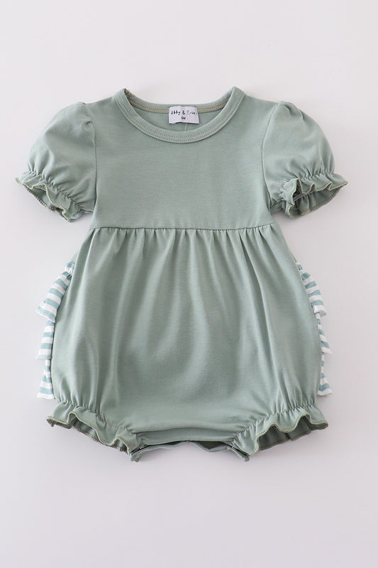 Sage Stripe Ruffle Bubble
