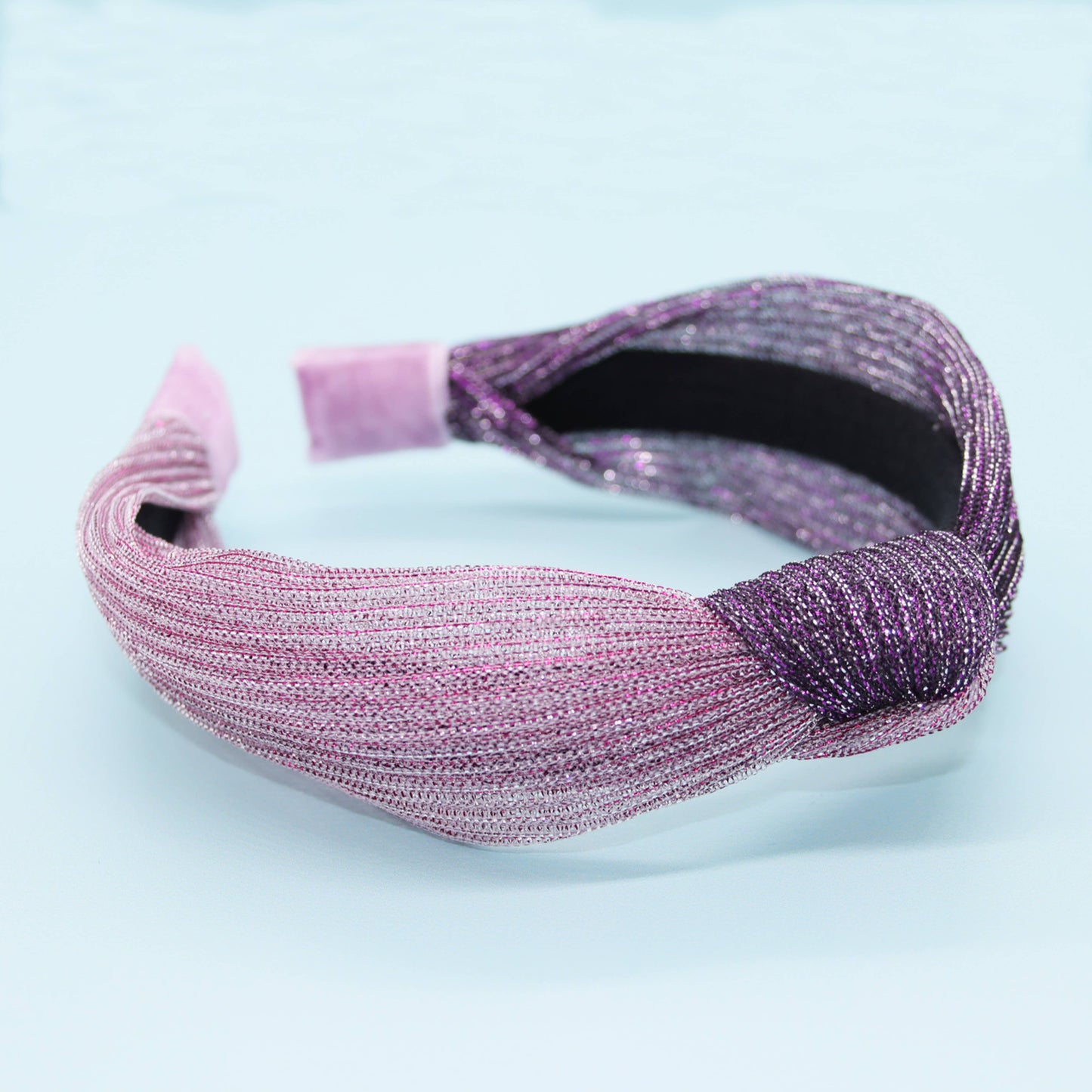 Two-Tone Pleated Knot Headband - Purple