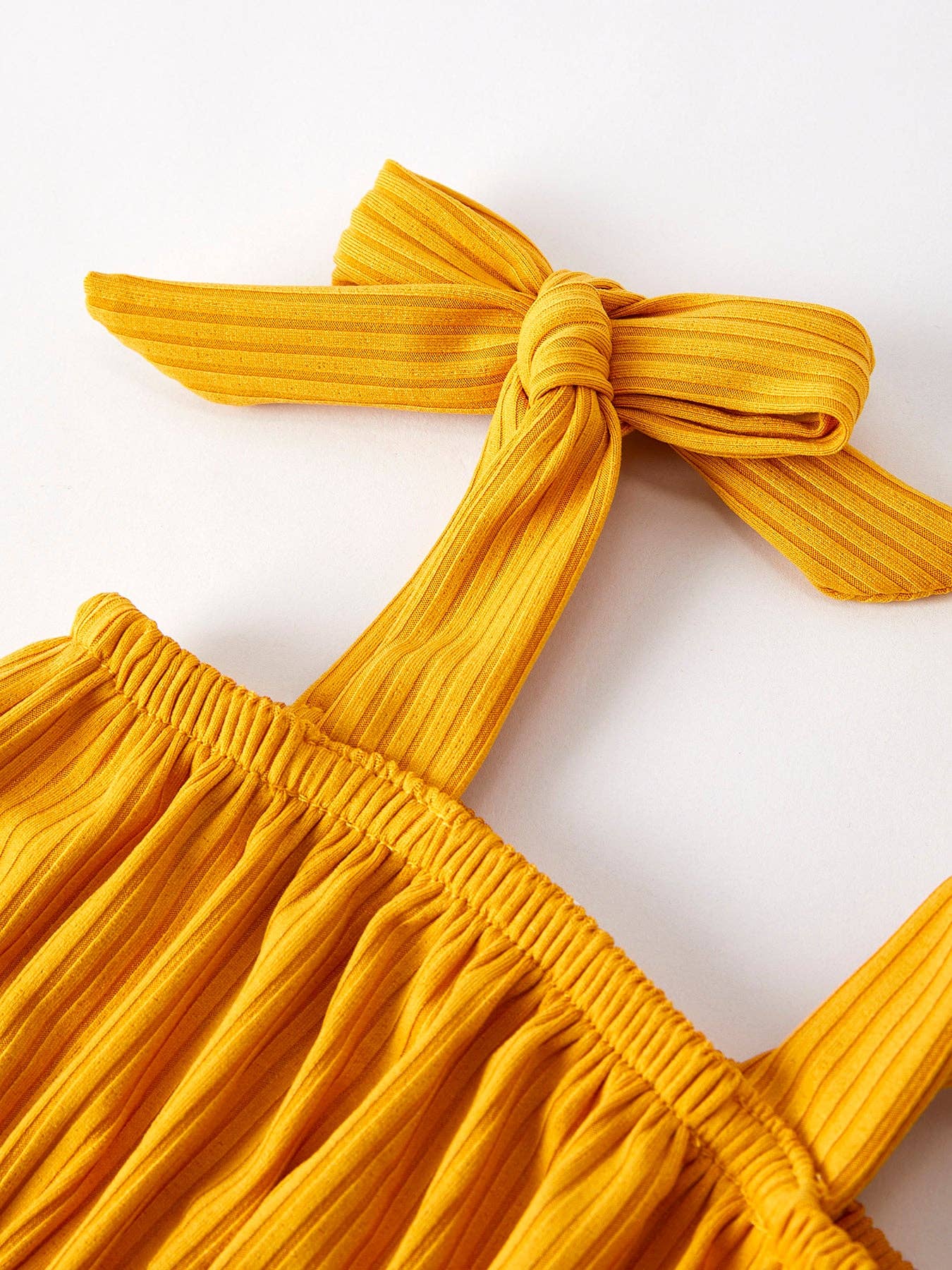 Yellow Floral Print Suspender Baby Girls Romper Set