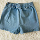 Blue girls asymmetrical hem denim shorts
