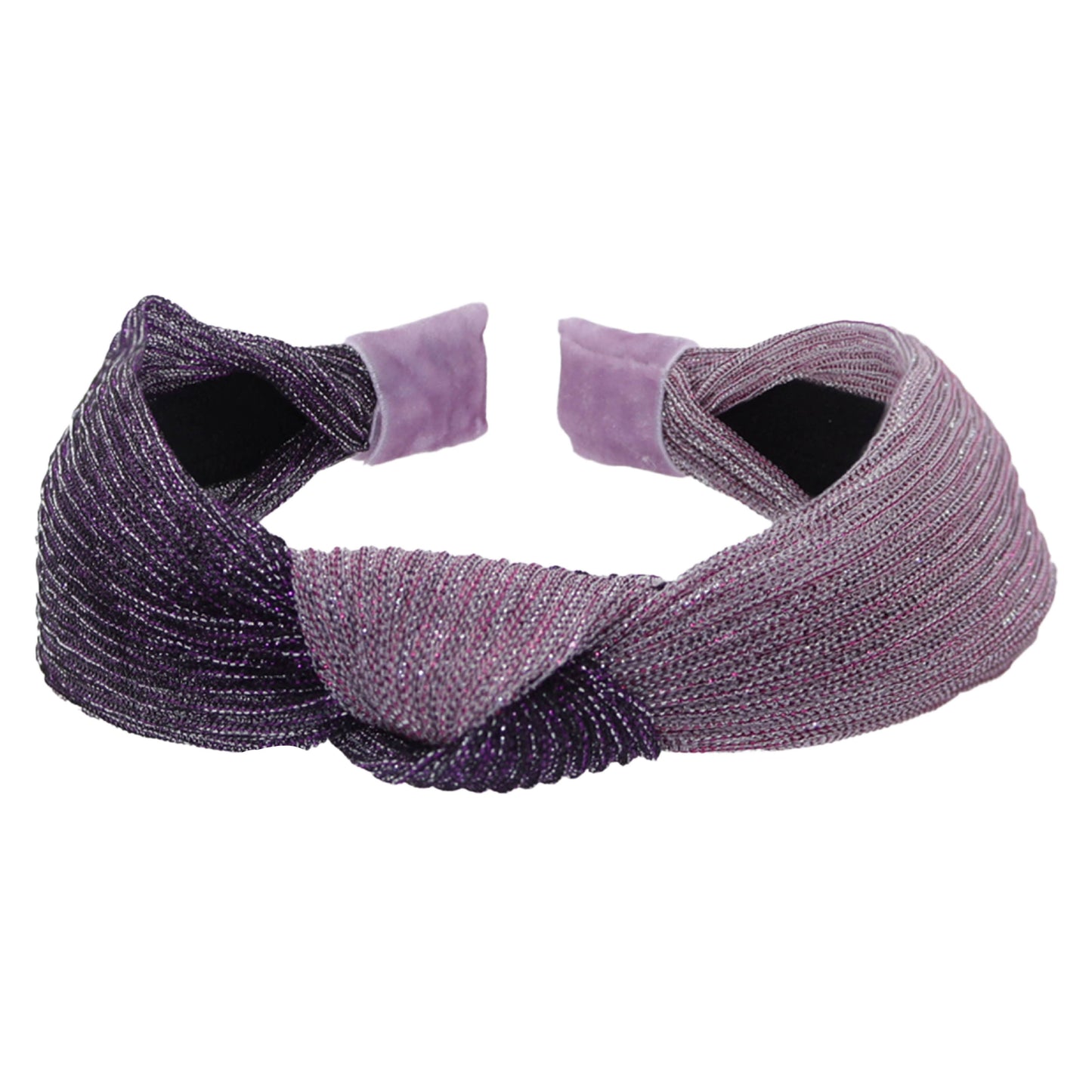 Two-Tone Pleated Knot Headband - Purple