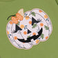 Green Embroidered Floral Jack-o-Lantern Ruffle Romper