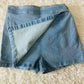 Blue girls asymmetrical hem denim shorts