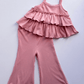Presley Ruffle Tank Two-Piece Set - Pink