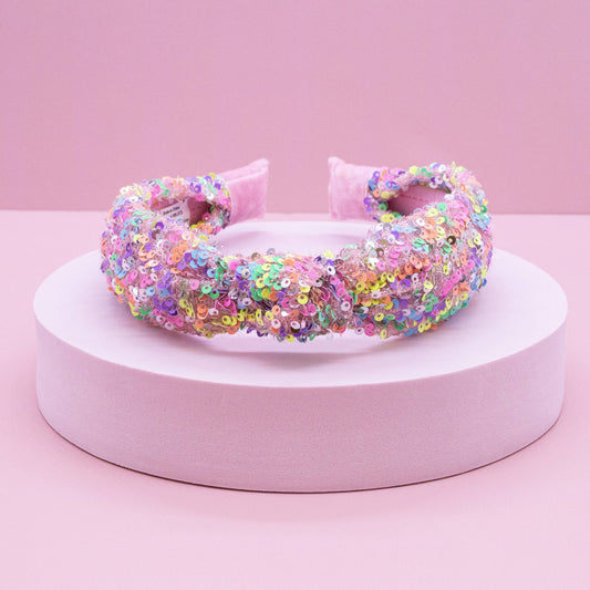 Kids Knot Headband - Rainbow Sequin Knotted Hair Accessories