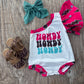 Baby Girls Western Howdy One Shoulder Rompers