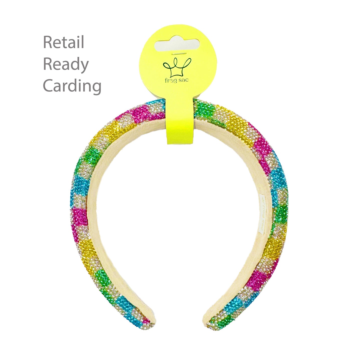 Kids Rhinestone Headband - Padded Checkerboard Hair Band