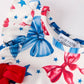 4th of July Bow Print Girls Romper