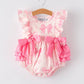 Girls Pink Bow Print Romper